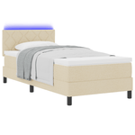 Casa si Gradina - Mobilier - Paturi si accesorii - Paturi - Pat cu arcuri cu saltea & LED crem 90x200 cm tesatura - Infinity.ro
