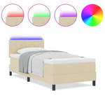 Casa si Gradina - Mobilier - Paturi si accesorii - Paturi - Pat cu arcuri cu saltea & LED crem 90x200 cm tesatura - Infinity.ro