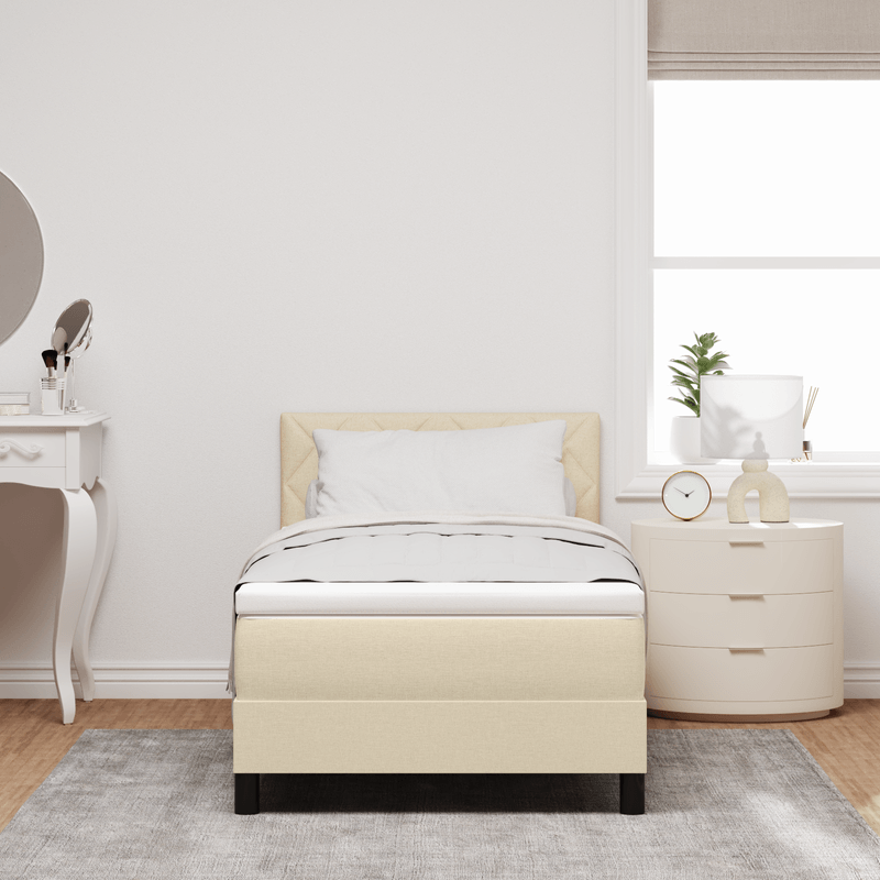 Casa si Gradina - Mobilier - Paturi si accesorii - Paturi - Pat cu arcuri cu saltea & LED crem 90x200 cm tesatura - Infinity.ro