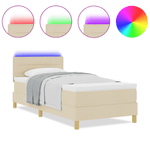 Casa si Gradina - Mobilier - Paturi si accesorii - Paturi - Pat cu arcuri cu saltea si LED crem 90x200 cm tesatura - Infinity.ro