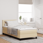 Casa si Gradina - Mobilier - Paturi si accesorii - Paturi - Pat Box Spring cu Saltea & LED Crem 90x190 cm Material Textil - Infinity.ro