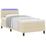 Casa si Gradina - Mobilier - Paturi si accesorii - Paturi - Pat Box Spring cu Saltea & LED Crem 90x190 cm Material Textil - Infinity.ro