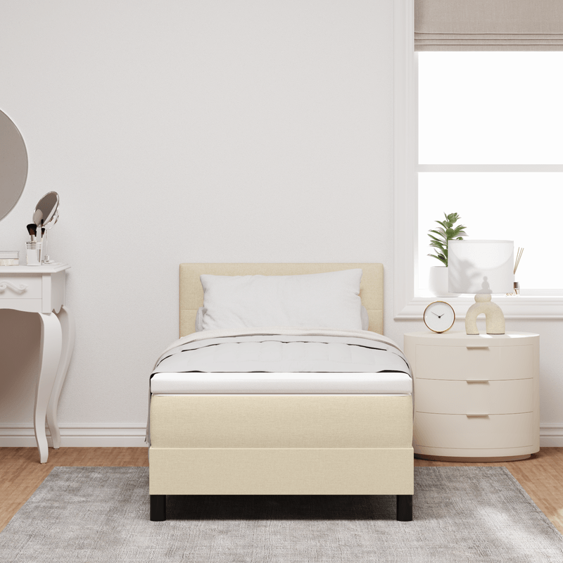 Casa si Gradina - Mobilier - Paturi si accesorii - Paturi - Pat Box Spring cu Saltea & LED Crem 90x190 cm Material Textil - Infinity.ro