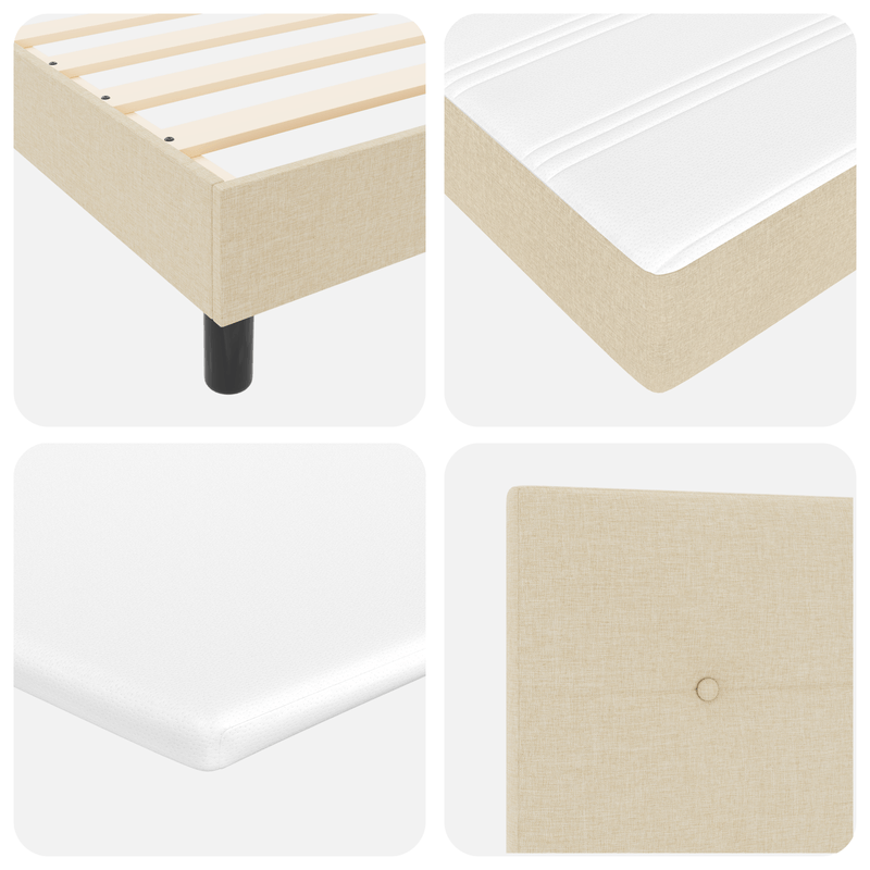 Casa si Gradina - Mobilier - Paturi si accesorii - Paturi - Pat Box Spring cu Saltea & LED Crem 90x190 cm Material Textil - Infinity.ro