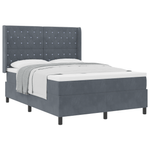 Casa si Gradina - Mobilier - Paturi si accesorii - Paturi - Pat box spring cu saltea, gri inchis, 140x200 cm, catifea - Infinity.ro