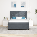Casa si Gradina - Mobilier - Paturi si accesorii - Paturi - Pat box spring cu saltea, gri inchis, 140x200 cm, catifea - Infinity.ro