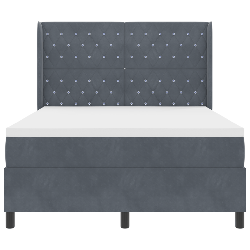Casa si Gradina - Mobilier - Paturi si accesorii - Paturi - Pat box spring cu saltea, gri inchis, 140x200 cm, catifea - Infinity.ro