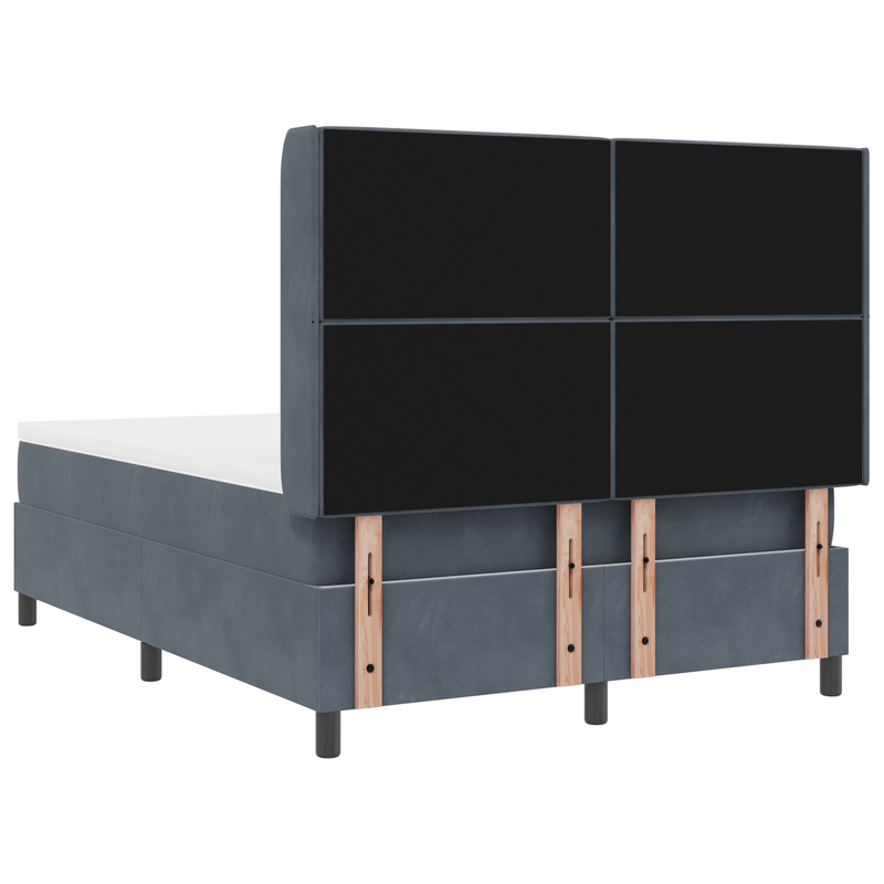 Casa si Gradina - Mobilier - Paturi si accesorii - Paturi - Pat box spring cu saltea, gri inchis, 140x200 cm, catifea - Infinity.ro