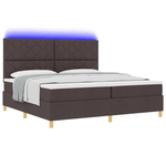 Casa si Gradina - Mobilier - Paturi si accesorii - Paturi - Pat cu arcuri cu saltea si LED maro inchis 200x200 cm tesatura - Infinity.ro