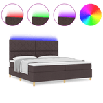 Casa si Gradina - Mobilier - Paturi si accesorii - Paturi - Pat cu arcuri cu saltea si LED maro inchis 200x200 cm tesatura - Infinity.ro