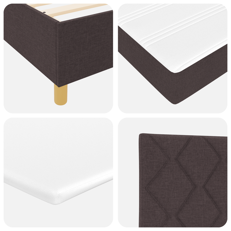 Casa si Gradina - Mobilier - Paturi si accesorii - Paturi - Pat cu arcuri cu saltea si LED maro inchis 200x200 cm tesatura - Infinity.ro