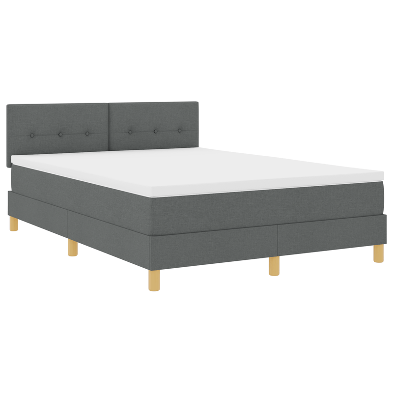 Casa si Gradina - Mobilier - Paturi si accesorii - Paturi - Pat cu arcuri cu saltea & LED Gri Inchis 140x200 cm Tesatura - Infinity.ro