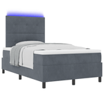Casa si Gradina - Mobilier - Paturi si accesorii - Paturi - Pat box spring cu saltea & LED, gri inchis, 120x190 cm catifea - Infinity.ro