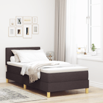 Casa si Gradina - Mobilier - Paturi si accesorii - Paturi - Pat cu arcuri cu saltea & LED maro inchis 90x200 cm din tesatura - Infinity.ro