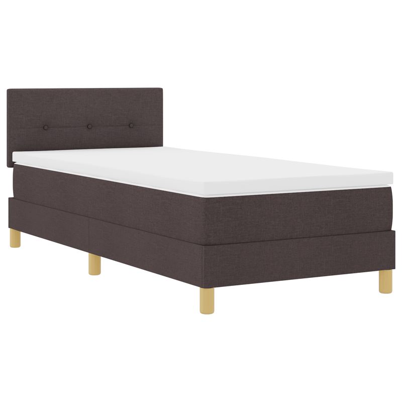 Casa si Gradina - Mobilier - Paturi si accesorii - Paturi - Pat cu arcuri cu saltea & LED maro inchis 90x200 cm din tesatura - Infinity.ro
