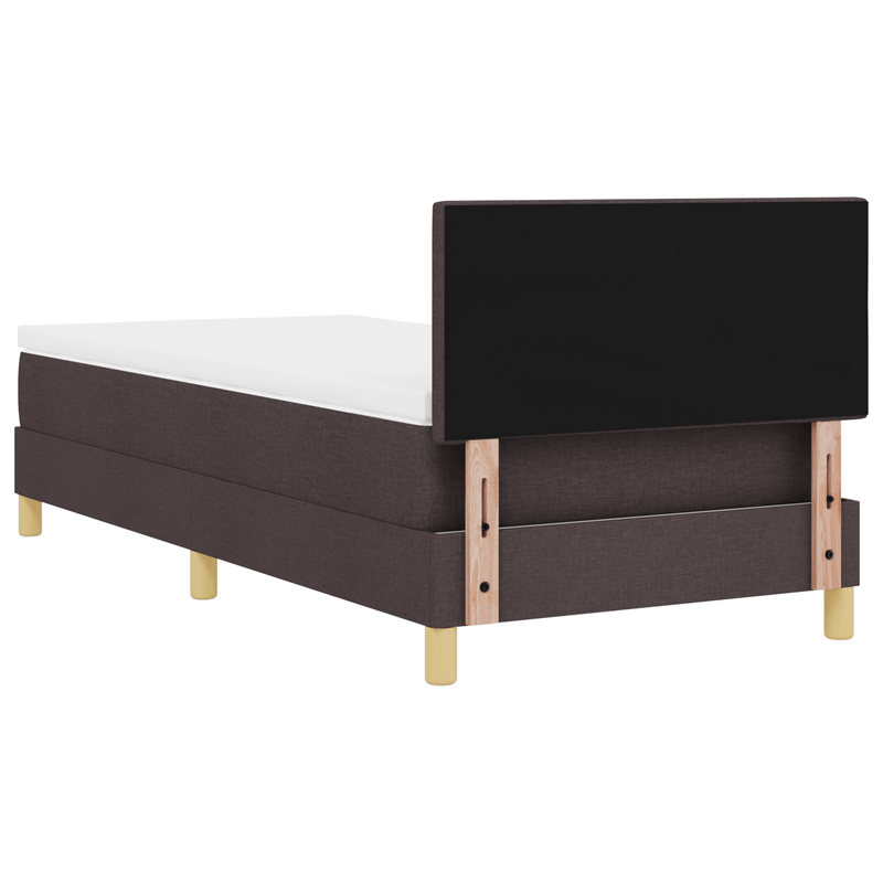 Casa si Gradina - Mobilier - Paturi si accesorii - Paturi - Pat cu arcuri cu saltea & LED maro inchis 90x200 cm din tesatura - Infinity.ro