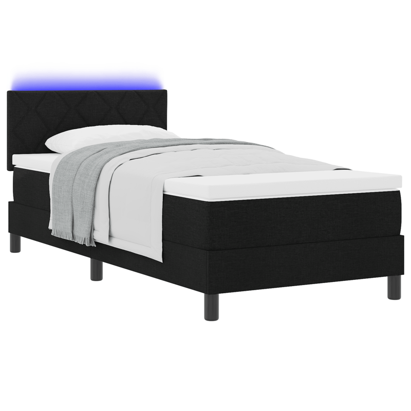 Casa si Gradina - Mobilier - Paturi si accesorii - Paturi - Pat box spring cu saltea si LED Negru 100x200 cm Tesatura - Infinity.ro