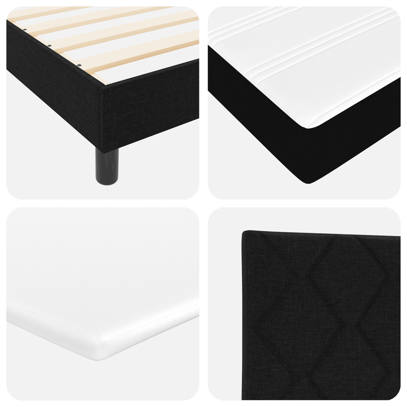 Casa si Gradina - Mobilier - Paturi si accesorii - Paturi - Pat box spring cu saltea si LED Negru 100x200 cm Tesatura - Infinity.ro