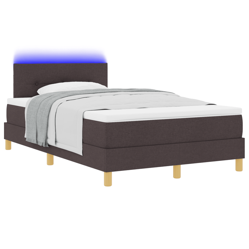 Casa si Gradina - Mobilier - Paturi si accesorii - Paturi - Pat cu Arcuri si Saltea & LED Maro Inchis 120x200 cm Tesatura - Infinity.ro