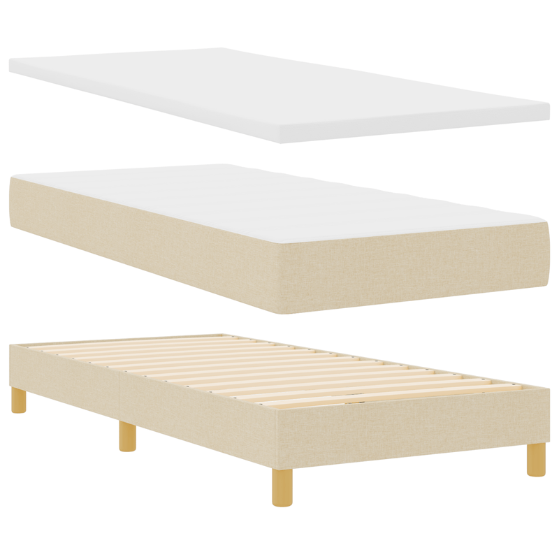Casa si Gradina - Mobilier - Paturi si accesorii - Paturi - Pat cu Arcuri cu Saltea & LED Crem 90x190 cm Tesatura - Infinity.ro