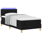Casa si Gradina - Mobilier - Paturi si accesorii - Paturi - Pat Box Spring cu Saltea & LED Negru 90x190 cm Tesatura - Infinity.ro
