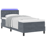 Casa si Gradina - Mobilier - Paturi si accesorii - Paturi - Pat box spring cu saltea & LED, gri inchis, 90x200 cm, catifea - Infinity.ro