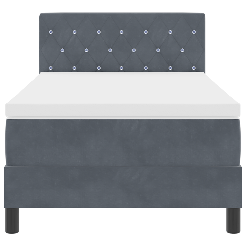 Casa si Gradina - Mobilier - Paturi si accesorii - Paturi - Pat box spring cu saltea & LED, gri inchis, 90x200 cm, catifea - Infinity.ro