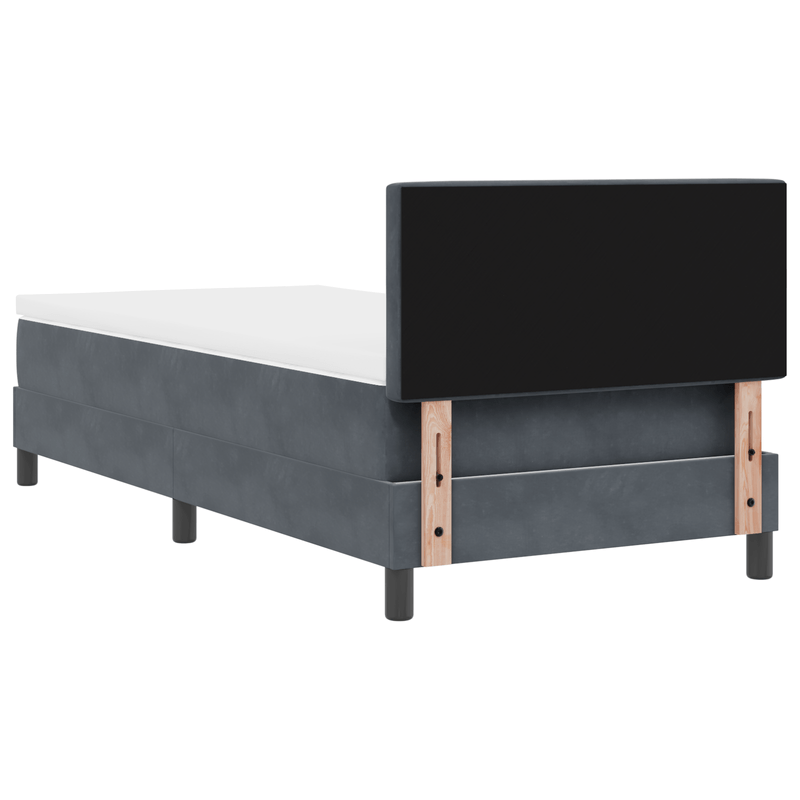 Casa si Gradina - Mobilier - Paturi si accesorii - Paturi - Pat box spring cu saltea & LED, gri inchis, 90x200 cm, catifea - Infinity.ro