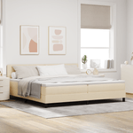 Casa si Gradina - Mobilier - Paturi si accesorii - Paturi - Pat cu saltea si LED Crem 200x200 cm Tesatura - Infinity.ro
