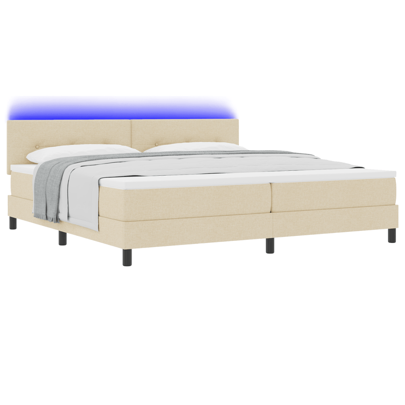 Casa si Gradina - Mobilier - Paturi si accesorii - Paturi - Pat cu saltea si LED Crem 200x200 cm Tesatura - Infinity.ro