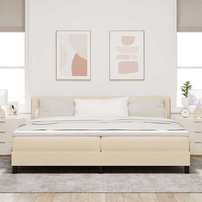 Casa si Gradina - Mobilier - Paturi si accesorii - Paturi - Pat cu saltea si LED Crem 200x200 cm Tesatura - Infinity.ro