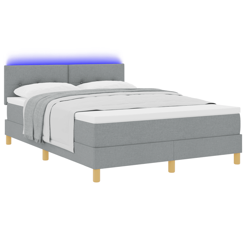 Casa si Gradina - Mobilier - Paturi si accesorii - Paturi - Pat cu Saltea si LED Gri Deschis 140x190 cm Tesatura - Infinity.ro
