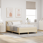 Casa si Gradina - Mobilier - Paturi si accesorii - Paturi - Pat cu arcuri cu saltea & LED Crem 140x200 cm Tesatura - Infinity.ro