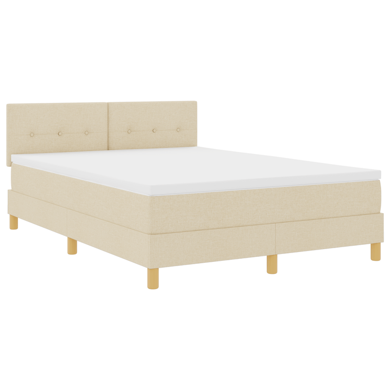 Casa si Gradina - Mobilier - Paturi si accesorii - Paturi - Pat cu arcuri cu saltea & LED Crem 140x200 cm Tesatura - Infinity.ro