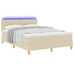 Casa si Gradina - Mobilier - Paturi si accesorii - Paturi - Pat cu arcuri cu saltea & LED Crem 140x200 cm Tesatura - Infinity.ro