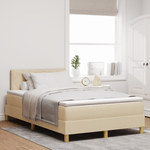 Casa si Gradina - Mobilier - Paturi si accesorii - Paturi - Pat cu arcuri crem cu saltea si lumini LED 120x200 cm Tesatura - Infinity.ro
