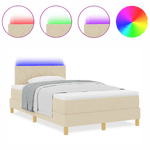 Casa si Gradina - Mobilier - Paturi si accesorii - Paturi - Pat cu arcuri crem cu saltea si lumini LED 120x200 cm Tesatura - Infinity.ro