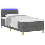 Casa si Gradina - Mobilier - Paturi si accesorii - Paturi - Pat Box Spring cu Saltea & LED Gri Inchis 90x190 cm Tesatura - Infinity.ro