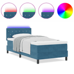 Casa si Gradina - Mobilier - Paturi si accesorii - Paturi - Pat box spring cu saltea &LED albastru inchis 100x200cm catifea - Infinity.ro