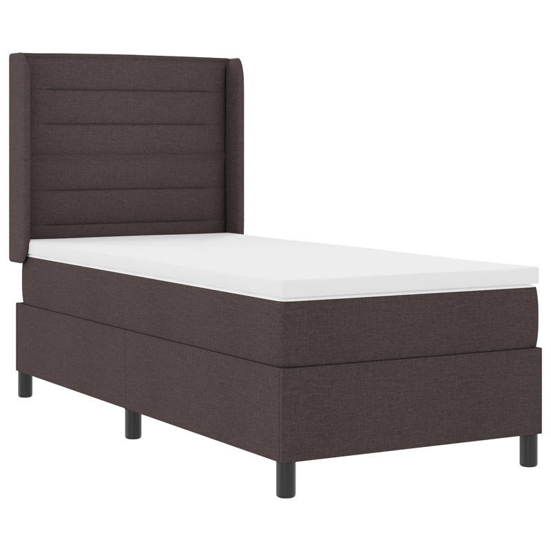 Casa si Gradina - Mobilier - Paturi si accesorii - Paturi - Pat box spring cu saltea & LED, maro inchis, 90x190 cm, textil - Infinity.ro