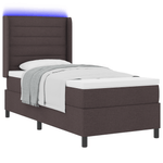 Casa si Gradina - Mobilier - Paturi si accesorii - Paturi - Pat box spring cu saltea & LED, maro inchis, 90x190 cm, textil - Infinity.ro