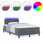 Casa si Gradina - Mobilier - Paturi si accesorii - Paturi - Pat box spring cu saltea & LED, gri inchis, 120x200 cm catifea - Infinity.ro