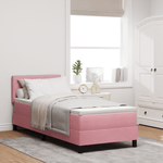 Casa si Gradina - Mobilier - Paturi si accesorii - Paturi - Pat box spring cu saltea & LED, roz, 80x200 cm catifea - Infinity.ro
