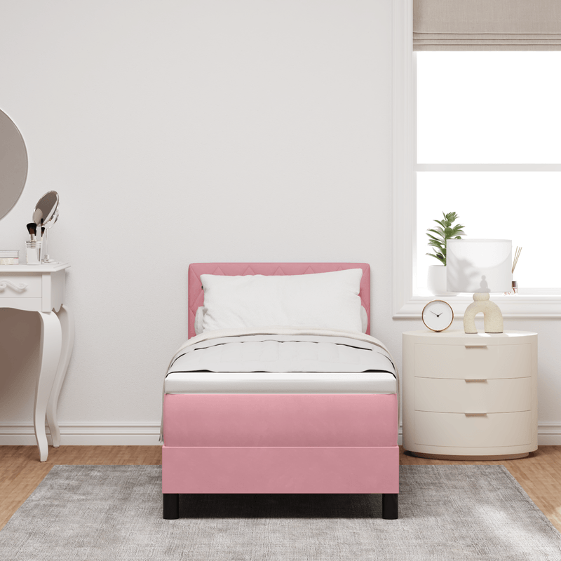 Casa si Gradina - Mobilier - Paturi si accesorii - Paturi - Pat box spring cu saltea & LED, roz, 80x200 cm catifea - Infinity.ro