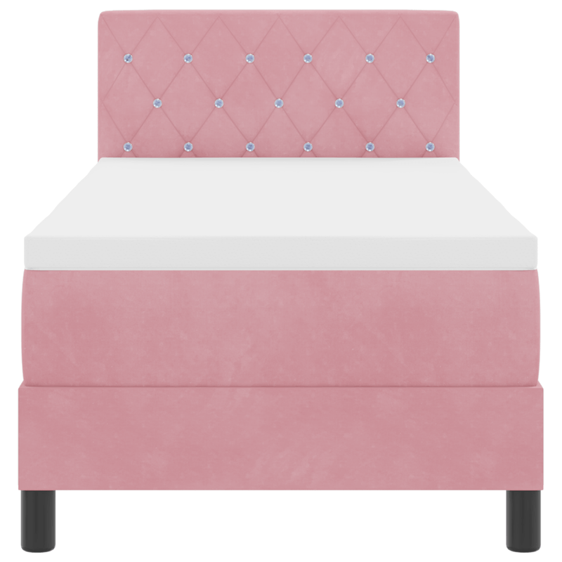 Casa si Gradina - Mobilier - Paturi si accesorii - Paturi - Pat box spring cu saltea & LED, roz, 80x200 cm catifea - Infinity.ro