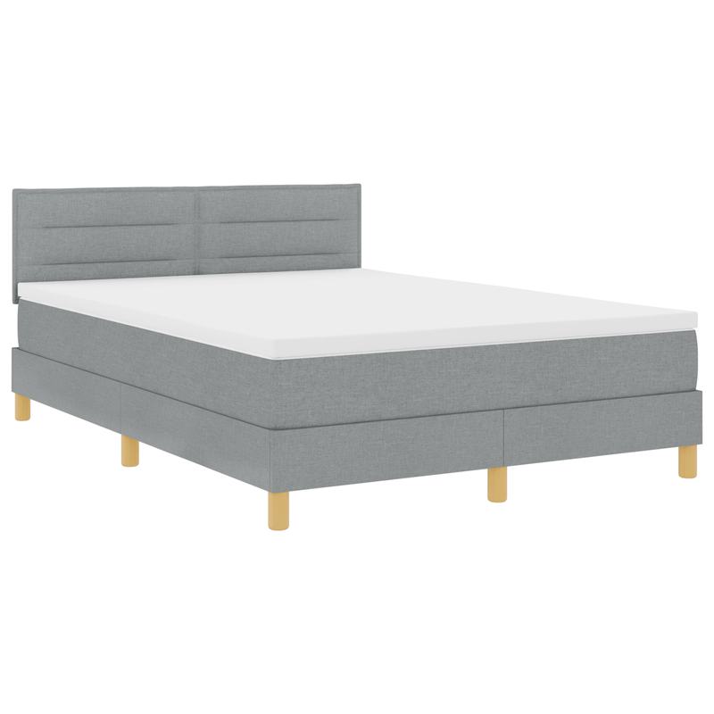 Casa si Gradina - Mobilier - Paturi si accesorii - Paturi - Pat cu arcuri cu saltea & LED Gri deschis 140x190 cm tesatura - Infinity.ro