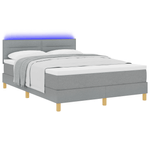 Casa si Gradina - Mobilier - Paturi si accesorii - Paturi - Pat cu arcuri cu saltea & LED Gri deschis 140x190 cm tesatura - Infinity.ro