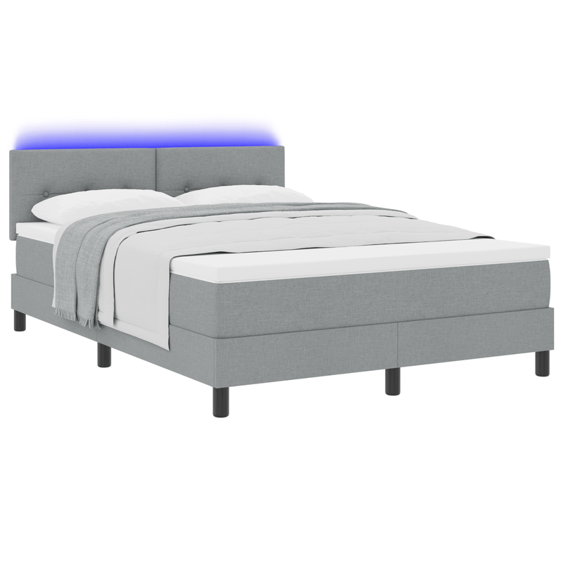 Casa si Gradina - Mobilier - Paturi si accesorii - Paturi - Pat cu arcuri cu saltea si lumina LED Gri 140x200 cm Fabricat - Infinity.ro