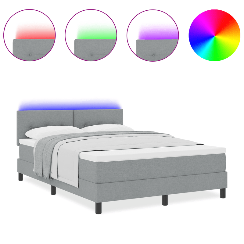Casa si Gradina - Mobilier - Paturi si accesorii - Paturi - Pat cu arcuri cu saltea si lumina LED Gri 140x200 cm Fabricat - Infinity.ro