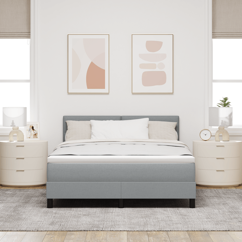 Casa si Gradina - Mobilier - Paturi si accesorii - Paturi - Pat cu arcuri cu saltea si lumina LED Gri 140x200 cm Fabricat - Infinity.ro